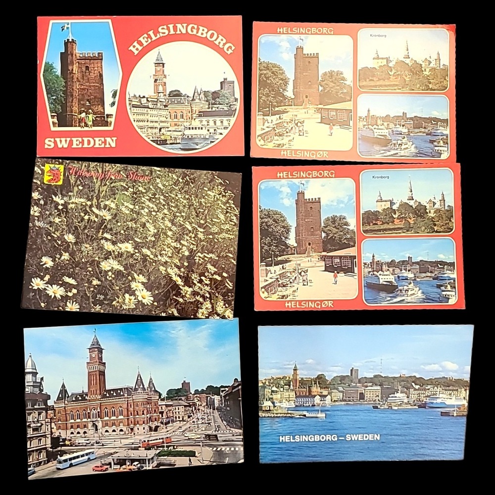 Lot 6 Vintage Sweden Postcards Helsingborg Views Travel Souvenir Unused